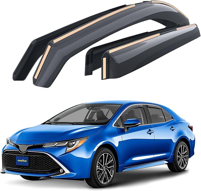 Goodyear Shatterproof in-Channel Window Deflectors for Toyota Corolla 2020-2026 Sedan, Rain Guards, Window Visors for Cars, Vent Deflector, Car Accessories, 4 pcs - GY008423