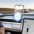 Tesla Phone Mount【Strongest Magnet Power】 Foldable Hidden Tesla Phone Holder Fit for All Phones, Tesla Model 3/Y/Cybertruck Accessories, Tesla Model 3 Model Y for MagSafe Car Mount - White