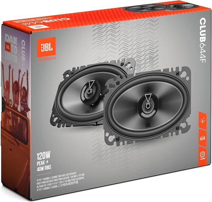 Club 644F - 4"x 6" (100mm x 152mm) Two-Way Car Speaker, 40W RMS, 120W Peak, Sensitivity (@ 2.83V): 92dB, Frequency Response: 75Hz – 20kHz, Nominal Impedance: 3.0 ohms