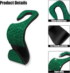 2PCS Car Seat Hooks, Bling Car Rhinestone Headrest Hooks, Universal Bling Car Interior Accessories, for Handbag, Clothes, Purse, Water Bottle (Green)