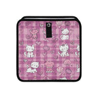 Car Trash Can Organizer Bin with Adjustable Strap for Back Front Seat Console Waterproof Leakproof Collapsible Portable 8.66 Inch Checkered Pink Kittens Hearts Shells