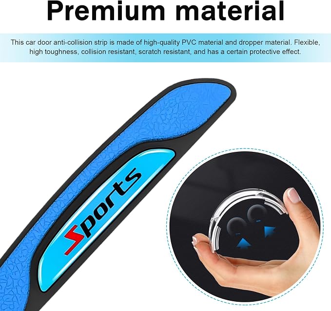 4 PCS Car Door Edge Guards, Luminous Anti-Collision Car Door Protector, Anti-Scratch Vehicle Side Door Edge Guard Trim, Universal for Most Cars, Sedans, Trucks, SUVs (Blue)