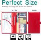 Car Registration and Insurance Holder, Leather Car Glove Box Organizer, Cool Car Accessories for ID, Driver's License Cards & Essential Document, Men&Women, Red