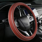 Claret Leather Steering Wheel Cover Fiber Strip Car Steering Wheel Cover Universal 15 inch for Women Girls