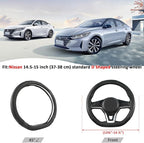 Flat Bottom Car Steering Wheel Cover for Nissan,D Shaped Steering Wheel Cover for Rogue,Altima,Kicks (Black-Standard Size)