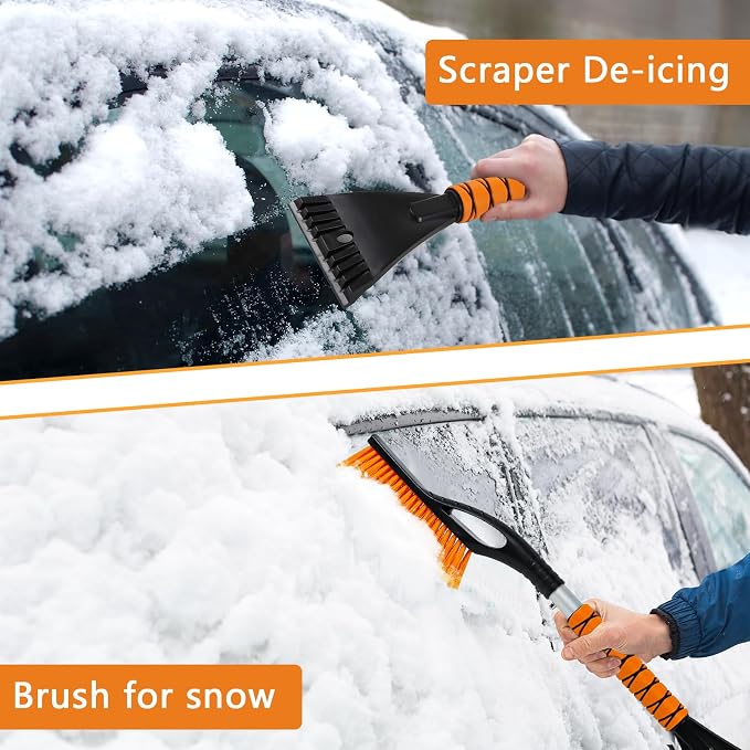 Snow Brush & Ice Scraper, 2 in 1 Car Ice Scrapers for Windshield Window, Detachable Ice Snow Removal Tool with Ergonomic Foam Grip for Car Truck SUV, Winter Car Accessories