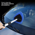 Windshield Cleaner Tool 22.5" L - Car Interior&Exterior Window Cleaning Kit with Extendable Handle&4 Microfiber Pads and Thick Large Wash Sponge, Auto Glass Wiper Brush Kit for Cars Home (7pcs Blue)