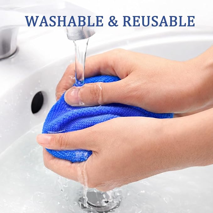 Car Windshield Cleaner Tool (2-Pack) with Extendable Handle, Inside Auto Window Glass Cleaning Kit with 8 Washable Microfiber Pads & Spray Bottle, Streak-Free Defogger Wand for Deep Dashboards