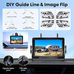 HD 1080P Magnetic Wireless Backup Camera: 1-Min Easy Install No Wiring 25H Long Battery Life for Long Travel - 7" Recording Monitor Dual Solar Backup Cameras for RV Trailer Camper Truck
