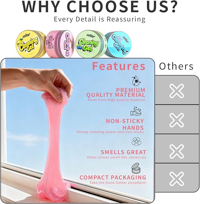Car Cleaning Gel（4 Packs） Dust Cleaning Putty Universal Car Interior Cleaner Keyboard Dust Remover Car Slime Gifts for Men Women Girl