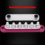 6 x M8 (5/16") Studs Power Distribution Block Bus Bar 12V, 5.9" HD 200A Marine BusBar Battery Distribution Block W/Cover for Car Boat Solar (Red)