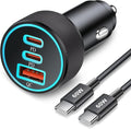 67W 3-Port Super Fast Type C Car Charger USB C for Samsung Galaxy S26 S25 S24 S23 S22 Ultra, iPhone 17/Air/16/15 Pro Max, Android, PD/QC Car Phone Adapter Accessories for Men Women + 3FT USB-C Cable
