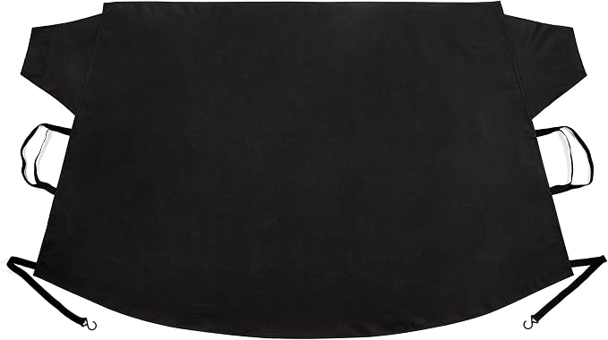Windshield Cover for Ice and Snow - Snow Cover for Car, Truck and SUV Made of All-Weather 600D Polyester with 6 Anchor Points Ends Ice Scraping and Protects Window Glass from Scratches (79” x 45”)