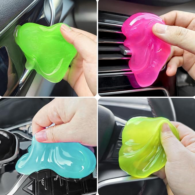 Car Cleaner Gels 4 Pack, Universal Dust Cleaner Putty Cleaner Slime, Cleaning Gel for Interior Detailing PC Keyboard, Auto Detailing Tools Car Cleaning Supplies Gift for Men Women, 320g