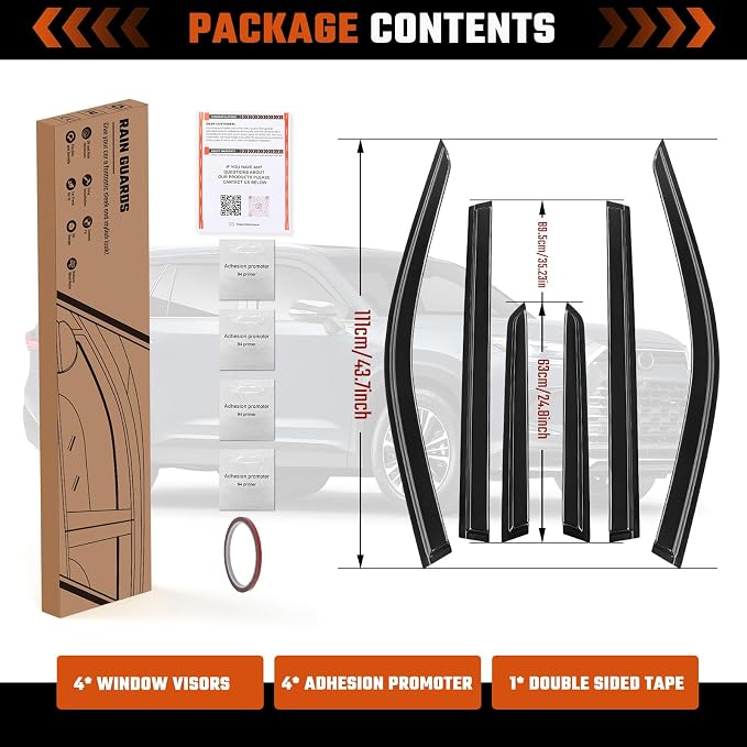 Rain Guards Fit for Toyota Grand Highlander 2024 2025 2026 Out Channel Extra Durable Side Shatterproof Window Visor Deflectors 2024-2026 Grand Highlander Rain Guard Black 4 PCS