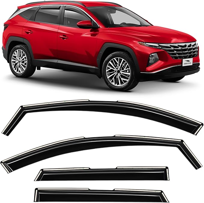 Voron Glass in-Channel Extra Durable Rain Guards for Hyundai Tucson 2022-2026, Window Deflectors, Vent Window Visors, 4 Pieces - 200681