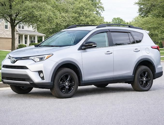 2013-2018 Tape-On Rain Guards Side Window Deflector Visors for Toyota RAV4 LE XLE SE Limited Platinum Black 2014 2015 2016 2017