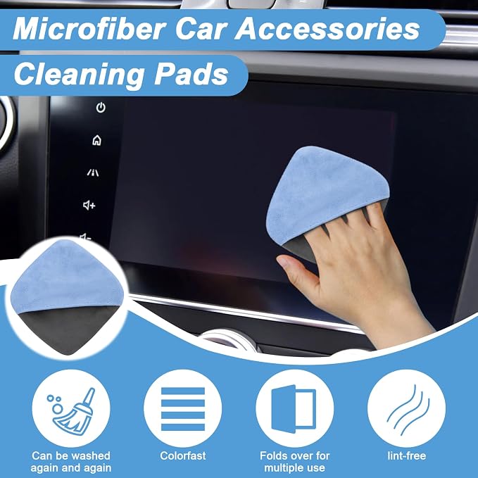 Car Screen Cleaner, 4.1''×4.1'' Microfiber Dashboard Wipes, Square Microfiber Cloth, Automotive Display Wipes,Vehicle Screen Cleaner Tool for Dashboard Display, Car Interior Tool (Blue)