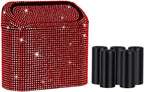 Car Trash Can with Lid, Bling Crystal Mini Vehicle Trash Bin Car Dustbin Garbage Organizer, Automotive Garbage Can Bin Trash Container for Auto Cars, Home, Office - Red …