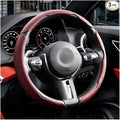 3PCS/Set Car Steering Wheel Cover, Leather Segmented Anti-Slip Automotive Wheel Protector, Soft Breathable Vehicle Steering Protection Covers, Universal Interior Accessories (Wine Red)