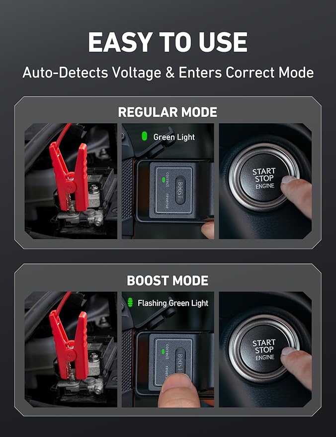 S8 Car Battery Jump Starter 1500A – Portable 12V Lithium Jump Box with 3 Mode Flashlight, Power Bank & Smart Jumper Cables - for 6.0L Gas and 3.0L Diesel Engines