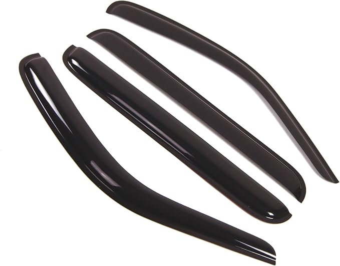 WD2-274 Dark Smoke 4 Pcs Set Window Visor (Outside Mount) Deflector Rain Guard Compatible with 2008-2012 Jeep Liberty