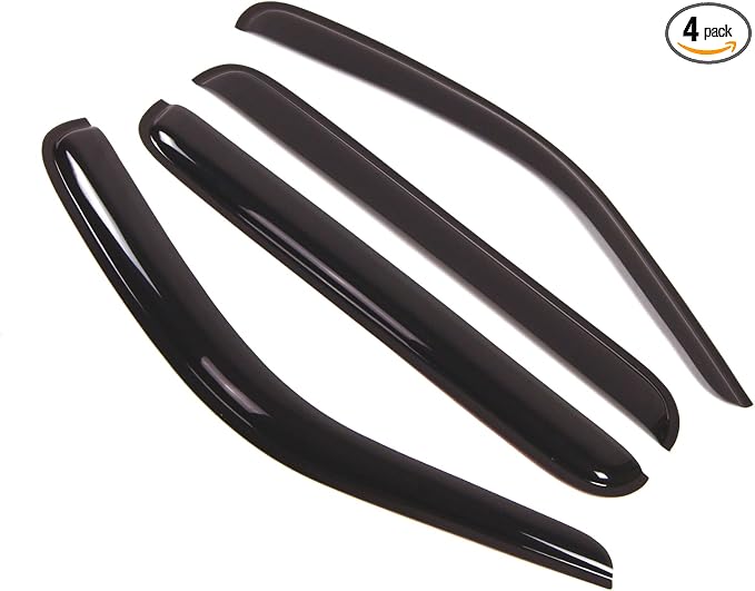 Outside Mount Window Vent Visors Rain Guards Compatible with Jeep Liberty 2008-2012 | Side Window Wind Deflectors Rain Shields | Black Tinted, 4 Pcs Set, BGWV-274