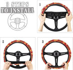 Christmas Day Print Car Steering Wheel Covers Universal Fit 14-15 inch Sweat Absorption Anti-Slip Steering Wheel Protector Cover Stretch-on Automotive Car SUV