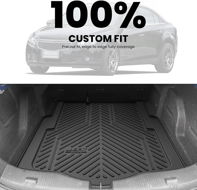 Trunk Mat for Chevrolet Chevy Cruze 2016-2019 (Not for 2016 Cruze Limited), Only Fit Cargo with Spare Tire, All Weather TPE Custom Fit Cargo Mat Trunk Liner (Fit Sedan, Not for Hatchback)