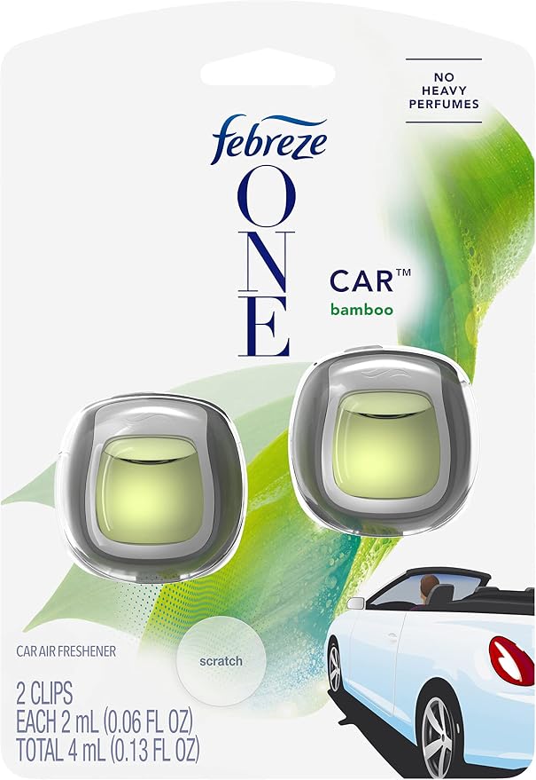 Car Vent Clip Air Freshener, Odor Eliminator for Up to 30 Days Freshness, 2 Clips (One Car Bamboo)