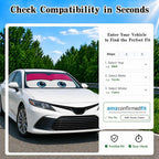 Car Windshield Sun Shade, Universal Fit Midsized Sedan SUV, Cute Pink | 63 x 31.5" Windshield Cover, Foldable Front Window Sunshade, UV Heat Protection, Cute Eyes Series