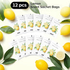 12 Packs Lemon Scented Sachets for Drawer Closet Bathroom Odor Eliminator - Fresh Home Fragrance Car Air Frehener