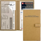 Registration and Insurance Card Holder - Car Organizer - Beige | Vehicle Glove Box Document Organizer, Auto Essential Paperwork Holder for Contact Information Cards, Interior Car Accessories