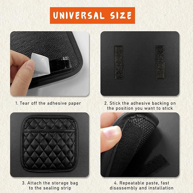 2PCS Car Side Pocket Organizer, Leather Auto Seat Storage Bag for Cell Phone Sunglasses, Waterproof Document Holder Tray Pouch for Vehicle Seat Gap Filler, Car Accessories (Large)