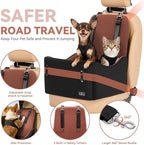 Dog Car Seat for Small/Medium Dogs Up to 35 lbs – Patented Safety System, 5" Memory Foam Pet Booster Car Seat, Fully Detachable and Washable Dog Carseat with 2 Storage Pockets (Black/Brown)