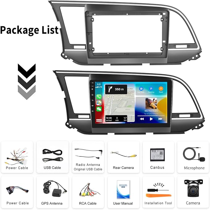 [6+128G] 8-Core Android 15 Car Stereo for Hyundai 2016-2018 with Wireless Carplay&Android Auto,9 Inch Car Radio with Mirror Link Bluetooth FM/RDS WiFi GPS SWC Dual USB+AHD Backup Camera