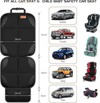 Car Seat Protector [1 Pack] Large Auto Protector for Child Seats with Thickest Padding and Non-Slip Backing Mesh Pockets for SUV, Sedan, Truck, Leather and Fabric - Black