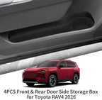 4PCS for Toyota RAV4 2026 Front & Rear Door Side Storage Box TPE Door Handle Organizer Car Accessories Black