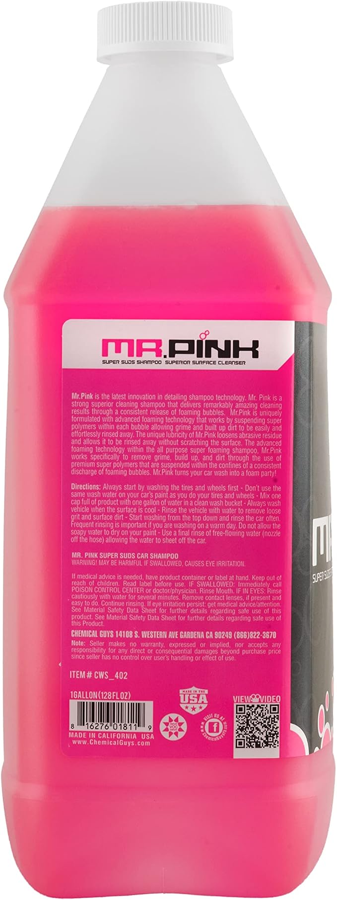 Mr. Pink Car Wash Soap - 128 oz Super Suds Foaming Car Wash Soap for Cannon, Blaster, or Bucket Washing - pH Balanced, Safe on Wax, Sealant, Ceramic, and Clear Coat Finishes