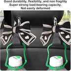 Mandark 2PCS Car Seat Headrest Hooks, Cute Bow Vehicle Hooks for Purses and Bags, Auto Purse Hook Hanger Interior Decoration Accessories, Universal for SUV, Sedan, Truck (Black Line)