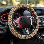 Car Steering Wheel Cover Universal 15 Inch Auto Accessories Car Interior Decoration for Women Men Fit SUV Sedan Van Truck, Vintage Aztec Leopard Print
