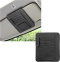 Small Leather Car Sun Visor Organizer, Multifunctional Auto Visor Document Holder with Sunglasses Clip, Universal Car Interior Organizer for Drving License, Card, Pen (Black)