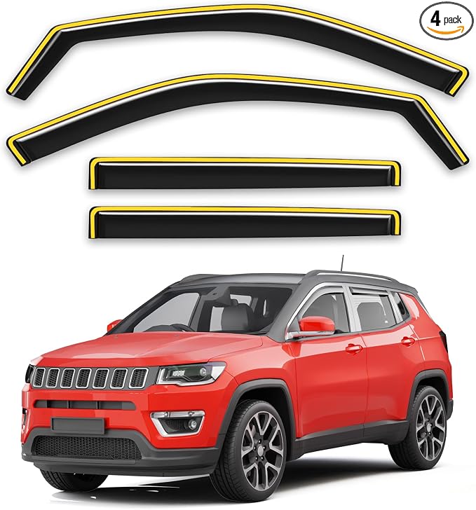 in-Channel Window Rain Guards Fit for Jeep Compass 2017 2018 2019 2020 2021 2022 2023 2024 2025 Extra Durable Window Deflectors Window Visors Vent Shades Vent Visors Car Accessories