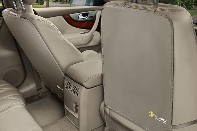 Luxury Clean-Edge Kick Mats - Seat Back Protectors and Seat Covers with Invisible Strap and Stiff Edging (2 Mats)