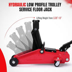2 Ton Low Profile Hydraulic Floor Jack, Reinforced Steel Trolley Jack with 360° Swivel Casters, Safety Valve & Oxford Storage Bag for Car SUV Truck 4x4