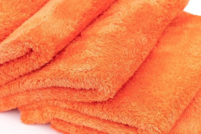 Eagle Edgeless 500 (4-Pack) Professional Korean 70/30 Blend Super Plush Microfiber Detailing Towels, 500GSM, 16in x 16in, Orange