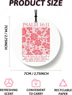 Pink Christian Round Car Air Freshener 4 Pcs, Girly Pink Bow Floral Religious Hanging Air Freshener for Cars Closet Drawer Books, Cute Preppy Christian Car Accessories Mirror Decor for Women