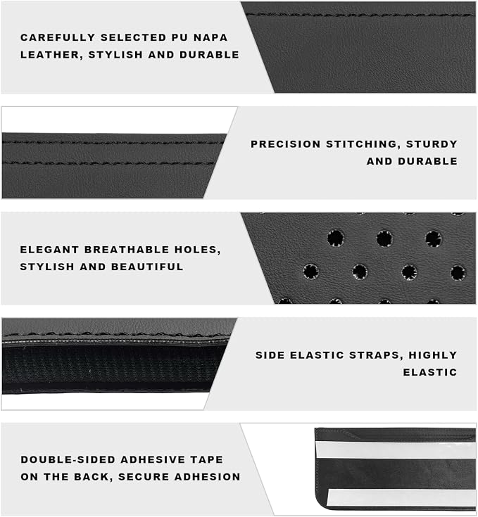 Car Seat Side Pocket Organizer, Auto Center Console Storage Pocket with Adhesive Tape, Multifunctional Leather Tray Pouch Sunglasses Holder for Car Seat Door Window (Black)