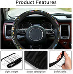 Car Steering Wheel Cover for Women Men, Non-Slip Breathable Steering Wheel, Wildflower Steering Wheel Protector, Car Accessories, Universal 14" 02/2-15" Fit Auto, Suvs