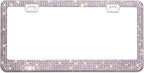Bling License Plate Frame for Women, 1PCS Sparkly License Plate Frames| Over 1200 pcs 14 Facets Bedazzled Clear Glass Diamond Rhinestone Crystals w/Free Glitter Diamond Box (Pink)